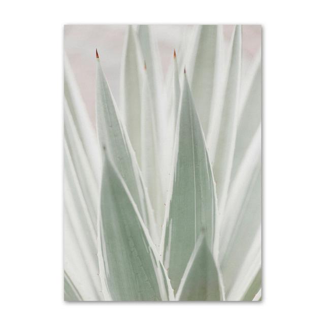 Зеленое растение Агава Кактус Абстрактная геометрия Линия Настенная живопись Печать на холсте Картина в скандинавском стиле Настенный плакат для украшения гостиной