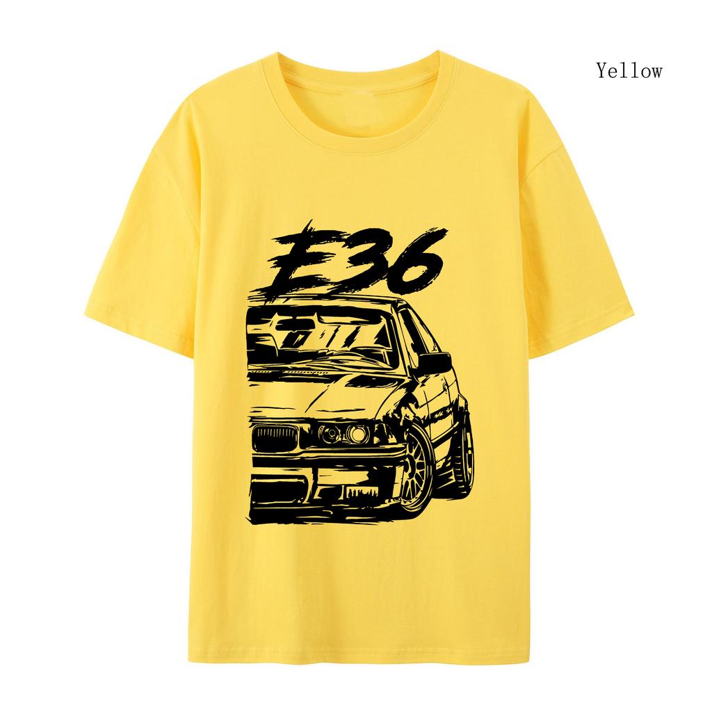 Футболка E36 Высококачественные футболки E36 Летние свободные футболки с коротким рукавом Хлопковые свободные уличные топы