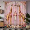 2 штуки HD Декорация из порошковых цветов для девочек, Декоративная штора с жирафом, Розовая завязка, Штора с цифровой печатью, Стиль домашнего декора
