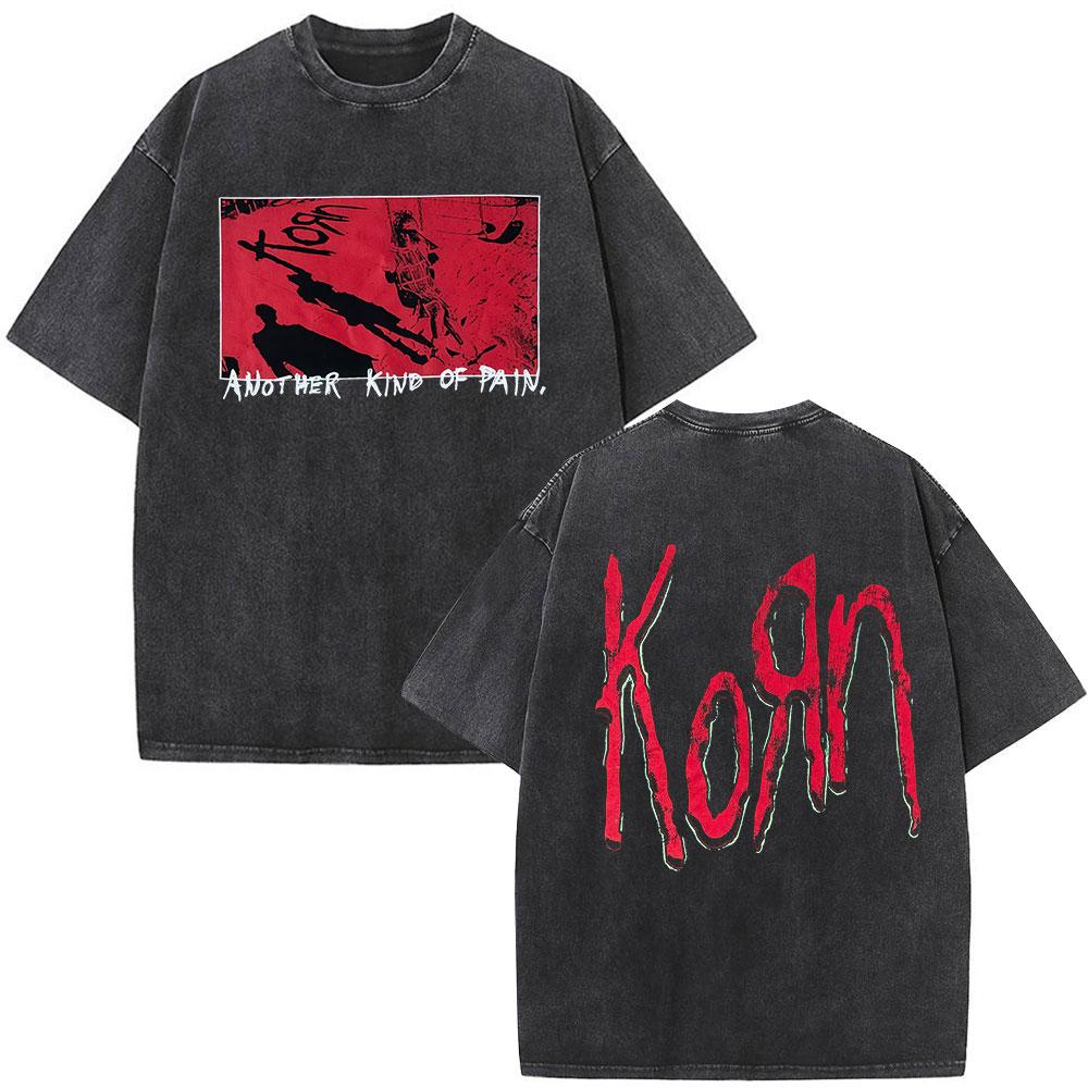 Korn Tour 2026 Merch Vintage Washed T Shirt Fan Gifts Metal Gothic Rock Band T Shirts Men Casual Oversized Short Sleeve T-shirt