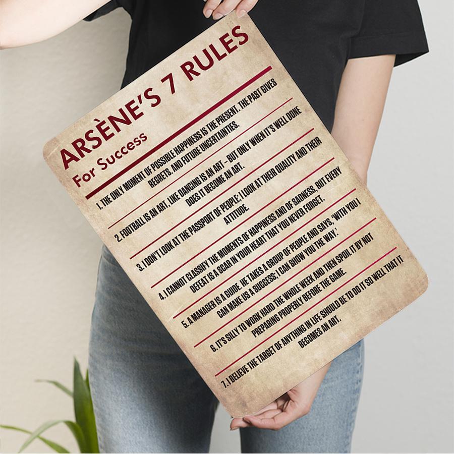Arsenes Rules For Success Vintage Metal Tin Sign Inspirational Quotes Wall Art Decor For Football Fans Office Home