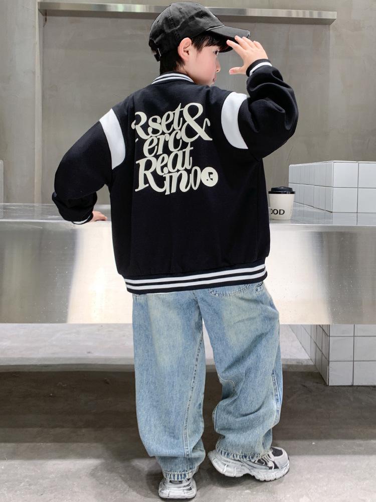 2025 Boys' Trendy Spring/Autumn Baseball Jacket Coat for Big and Middle Children