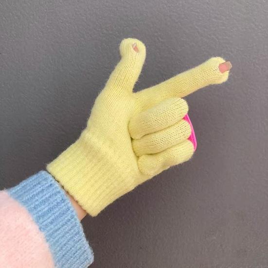 Забавные мультяшные вязаные перчатки, милые перчатки с большими глазами, теплые перчатки, зимние ребристые перчатки с сенсорным экраном для вождения, поездок на работу, езды на велосипеде, повседневных дел