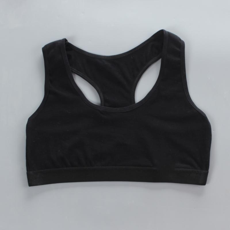 Спортивный бюстгальтер для девочек из хлопка с принтом букв, однотонный укороченный топ с широкими бретелями