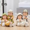 Nativity Scene Ornament Resin Blessed Holy Family Figure Sculpture Cartoon Christmas Desktop Decoration for Home Living Room Bedroom