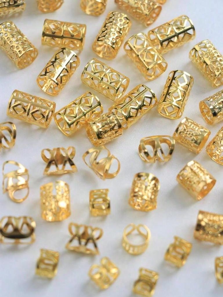 50 шт. Золотые бусины для дредов, Уникальные аксессуары для волос в стиле Hop Street Party, Зажимы для волос, Декор для волос на Хэллоуин