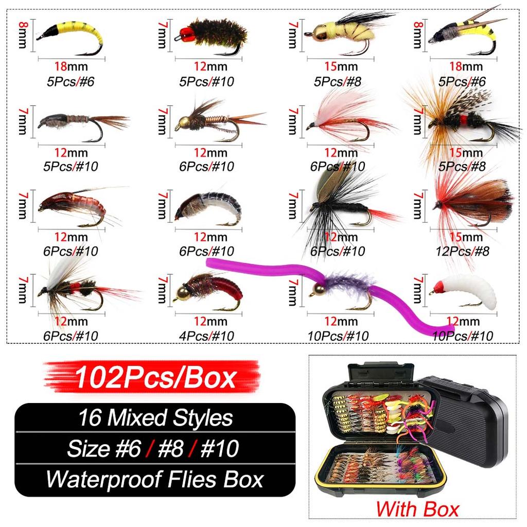 24-120 шт. набор мушек для рыбалки нахлыстом, сухие влажные мухи, рыболовная приманка, искусственная наживка для нимфы, форели, окуня, синяя жаберная муха, комбинированная приманка