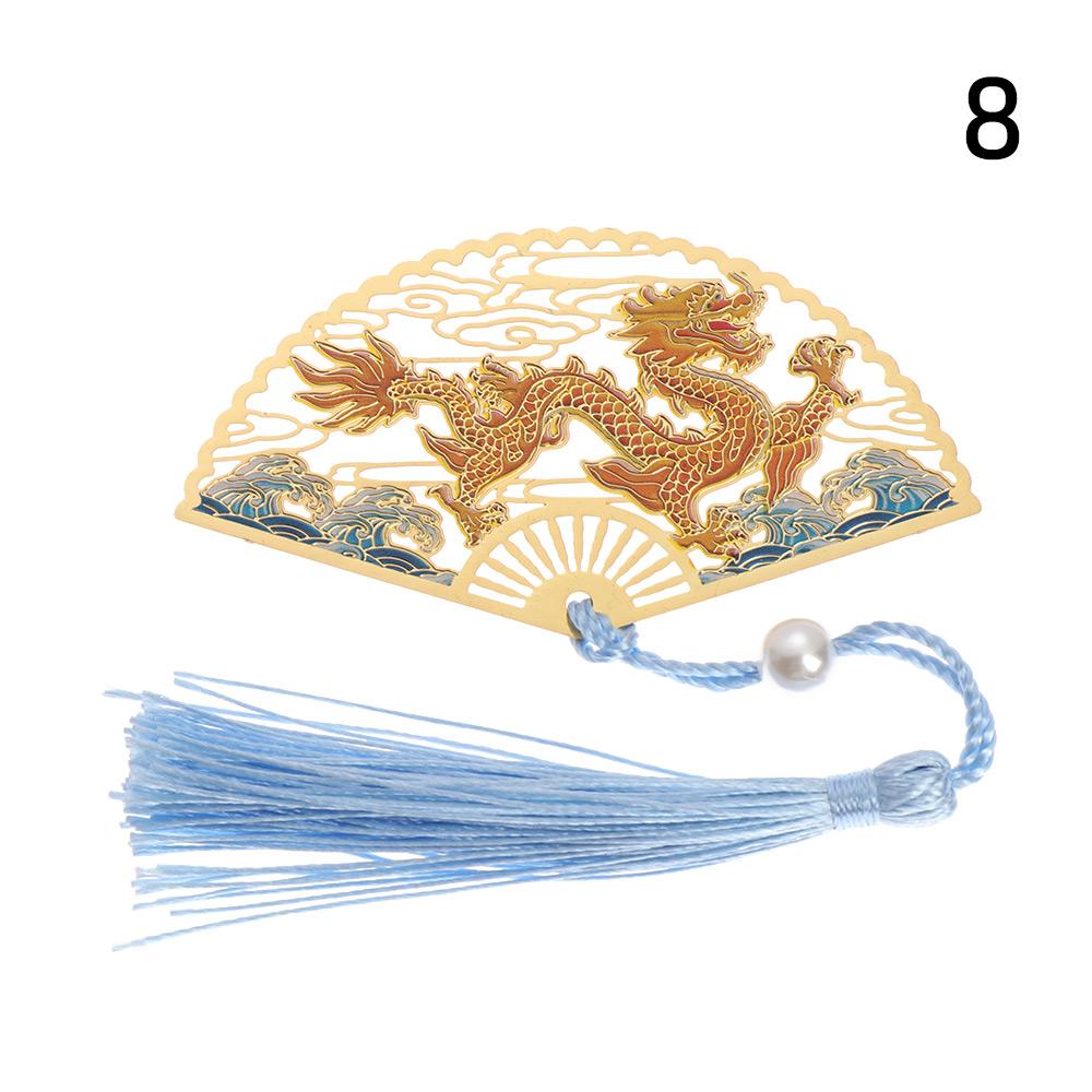 Supplies Retro Tassel Crane Flower Book Clip Brass Bookmark Folding Fan Shape Pagination Mark