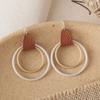 Серьги-кольца из кожи Bohemian Sand Silver - Минималистский стиль ручной работы, универсальные украшения