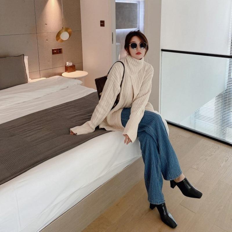 Модные полутапочки Baotou 2024 года для женской верхней одежды с толстым каблуком, новые модные туфли на высоком каблуке, универсальные ленивые тапочки без каблука для женщин