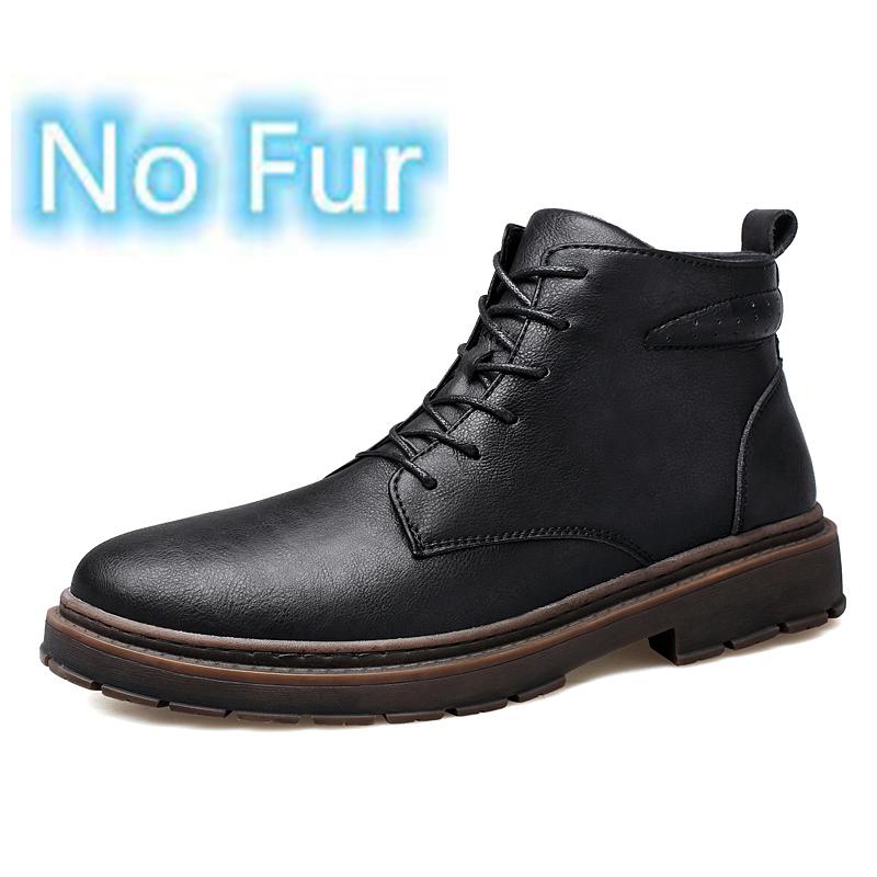 Зимние ботинки мужские водонепроницаемые короткие ботинки до щиколотки мужские высокие ботинки до середины голени осенне-зимние модные мужские ботинки на шнуровке