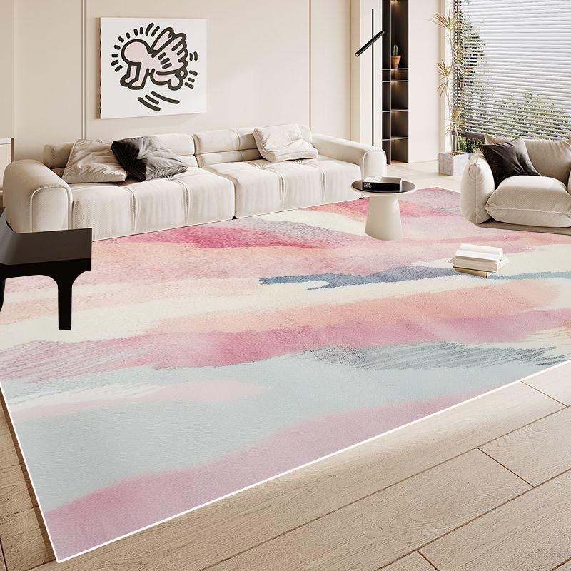 Simple Pink Large Area Carpet for Living Room Decoration Easy Clean Minimalism Sofa Area Rugs Girl Bedroom Decor Soft Floor Mat