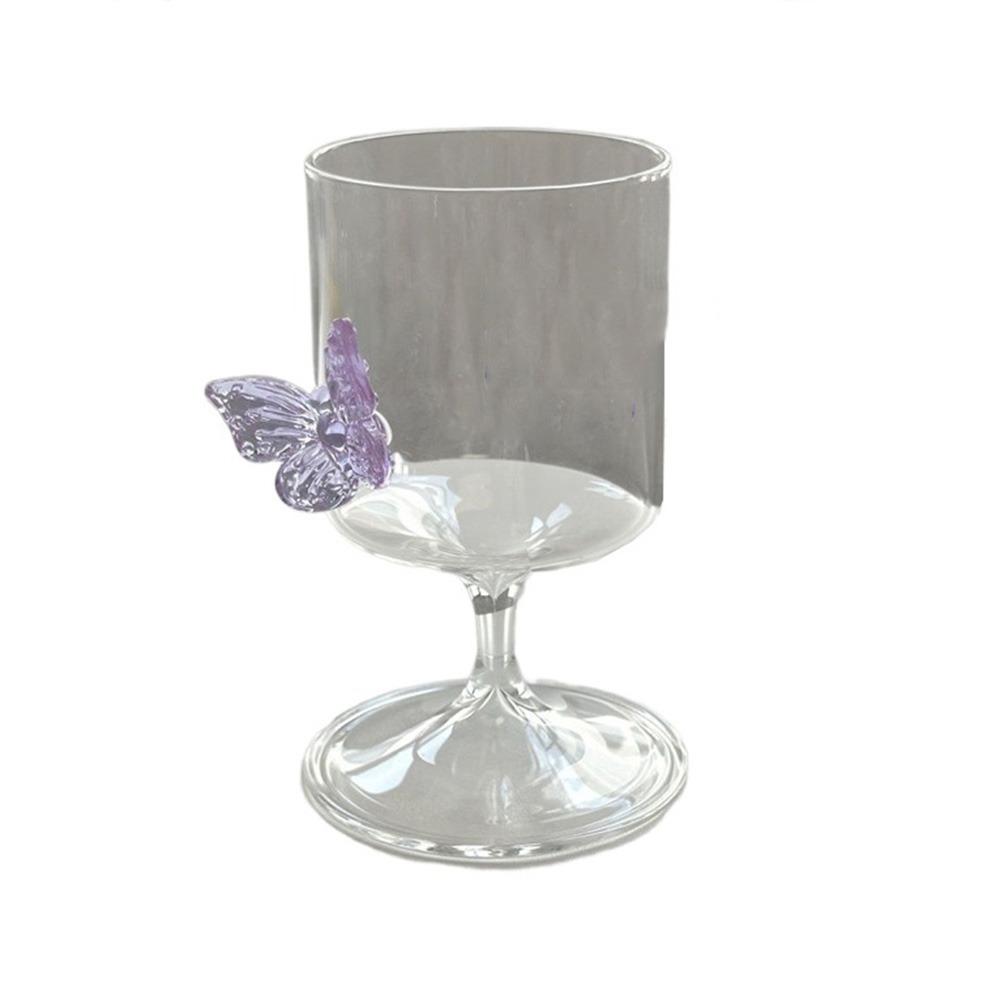 Decorative INS Butterfly Wine Glass INS Glass Goblet with Butterfly Ornament Household