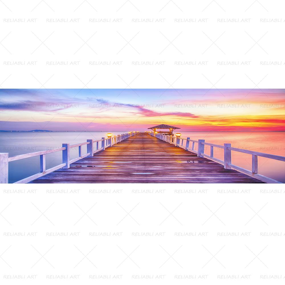 Деревянный мост, постеры и принты, холст, картина, Настенный декор, озеро, небо, пейзаж, настенное искусство для гостиной, современный домашний декор, без рамки