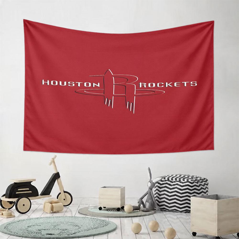 Houston Rockets Logo Red Design Pattern Wall Hanging Tapestry Decorative Tapestry Home Decor for Bedroom and Living Room