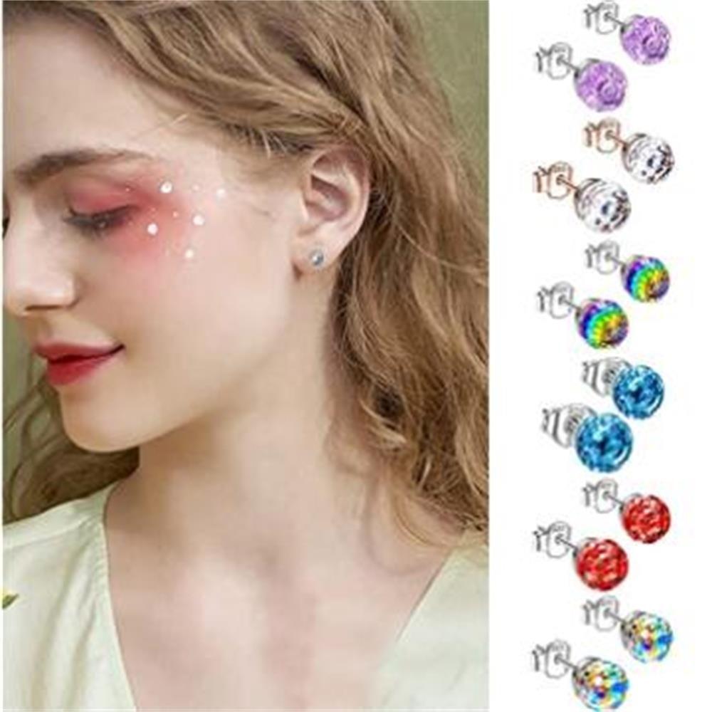 Creative Jewelry Gift for Women Girl Colorful Crystal Earrings 925 Silver Wedding Ear Stud