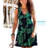 Плюс размер женское модное платье с цветочным принтом мини-платье без рукавов с v-образным вырезом платье на бретельках