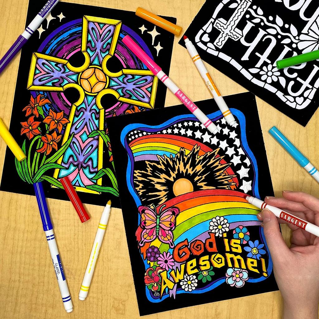 Super Pack of 18 Fuzzy Velvet Coloring Posters (Christian Edition) - Great for Easter, Religious Gift, Kids Sunday School, Group Arts Crafts Projects