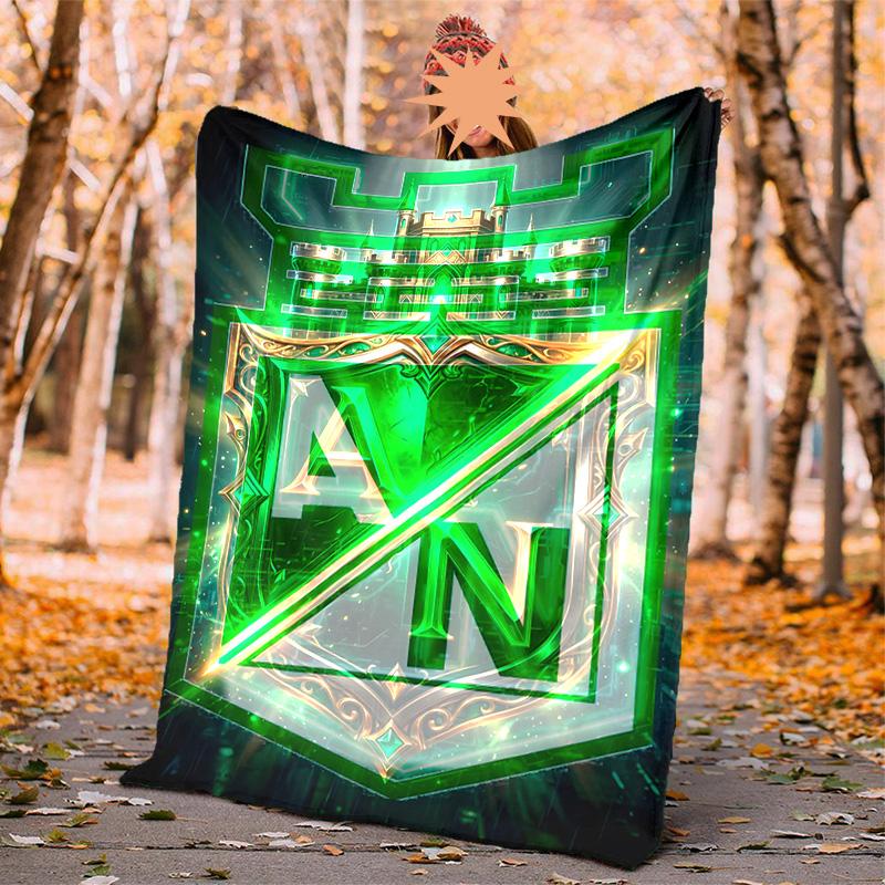 Atletico Nacional Flannel Blanket Soft Warm All-Season Throw, Design for Camping, Car Travel, Hiking Sofa, Bed, Office Perfect Gift for Parties