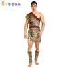 Halloween Masquerade Ball Modern Primitive Flannel Male Savage Funny Show Costume Indigenous Costume Indigenous Costume
