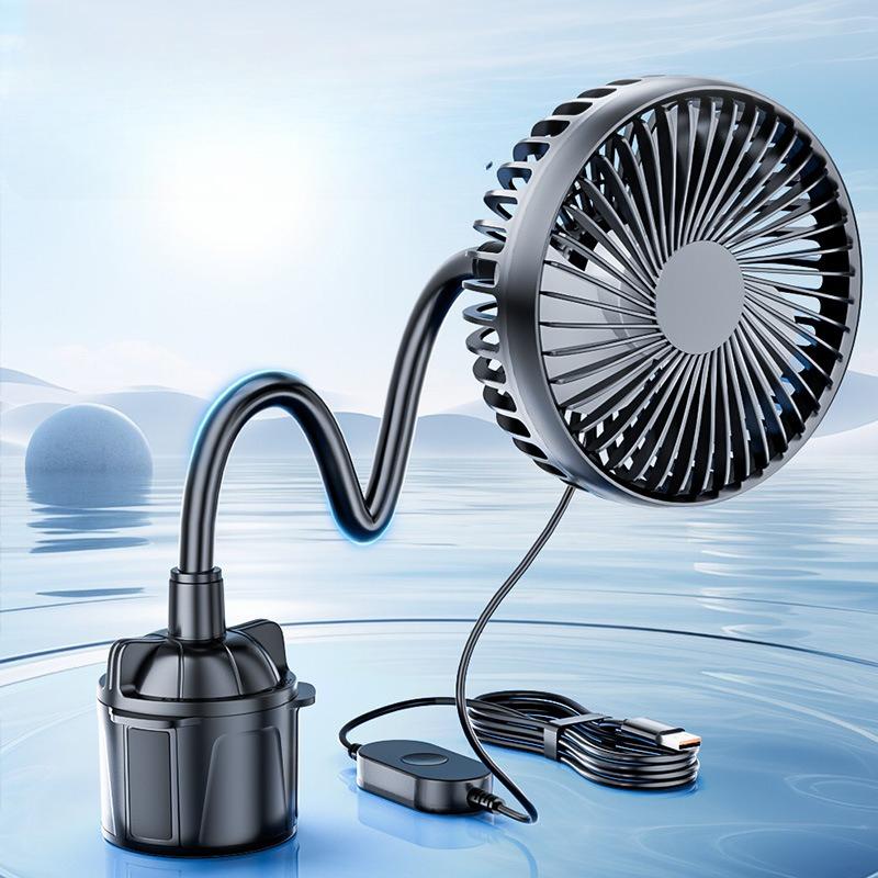 USB Мощный Тихий Вентилятор для Охлаждения Автомобиля Вращающийся Портативный Вентилятор в Подстаканник для Автомобиля Фургона Грузовика Внедорожника Автодома