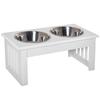 Raised Dog Feeding Bowls With Stand Stainless Steel For Extra Small And Small Dog 44L X 24W X 15H Cm White