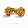 Fashion Women's Rose Ear Studs Simple Design Stainless Steel Earrings for Women