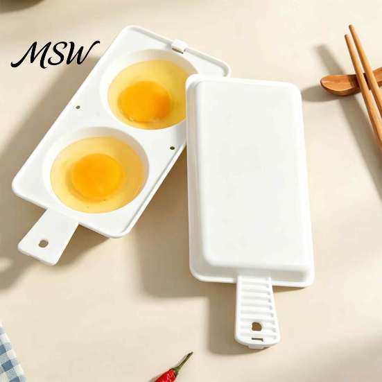 Fast Breakfast Appliance Microwave Egg Poacher, 2?Cavity Steamer Cooker with Lid & Handle, BPA Free Boiler Mold, Quick Kitchen Gadget for
