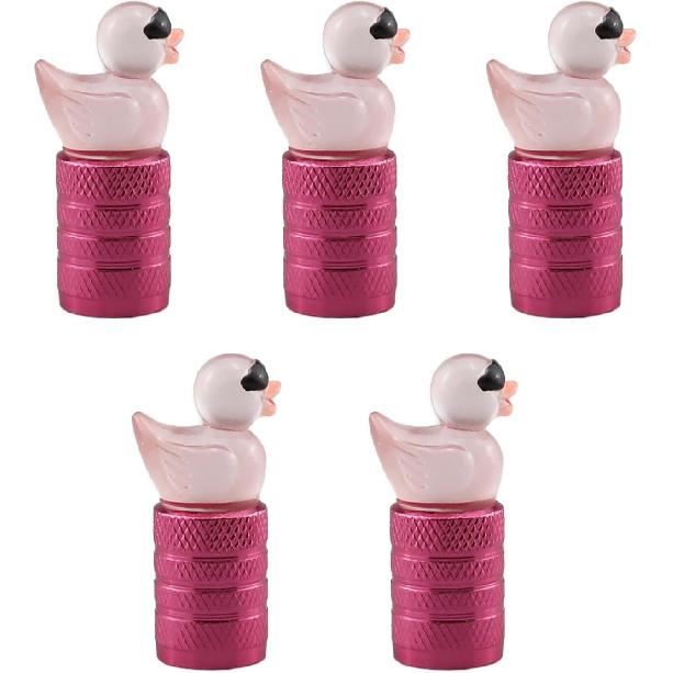 Cute Duck Valve Stem Caps, Tire Valve Caps, Glow in The Dark Hot Rubber Cover (5 Pack) Universal for Car Truck SUV Motorcycle Bicycle Replacement