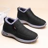 Men's Winter Cotton Shoes - Large Size, Plus Velvet, Slip-On Snow Boots for Middle-Aged & Elderly Casual Wear.