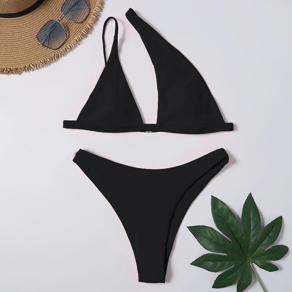 Women's Sexy And Fashionable Single Sided Solid Color Two-piece Bikini Swimsuit