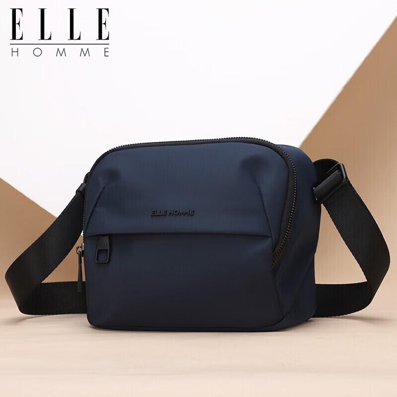 ELLE HOMME Men's Shoulder Bag, Canvas Crossbody Bag, Water-Resistant Sport Bag, Blue