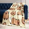 Cartoon Capybara Flannel blanket 100% Polyester Reversible All-Season Throw Soft Durable Cute Animal Print