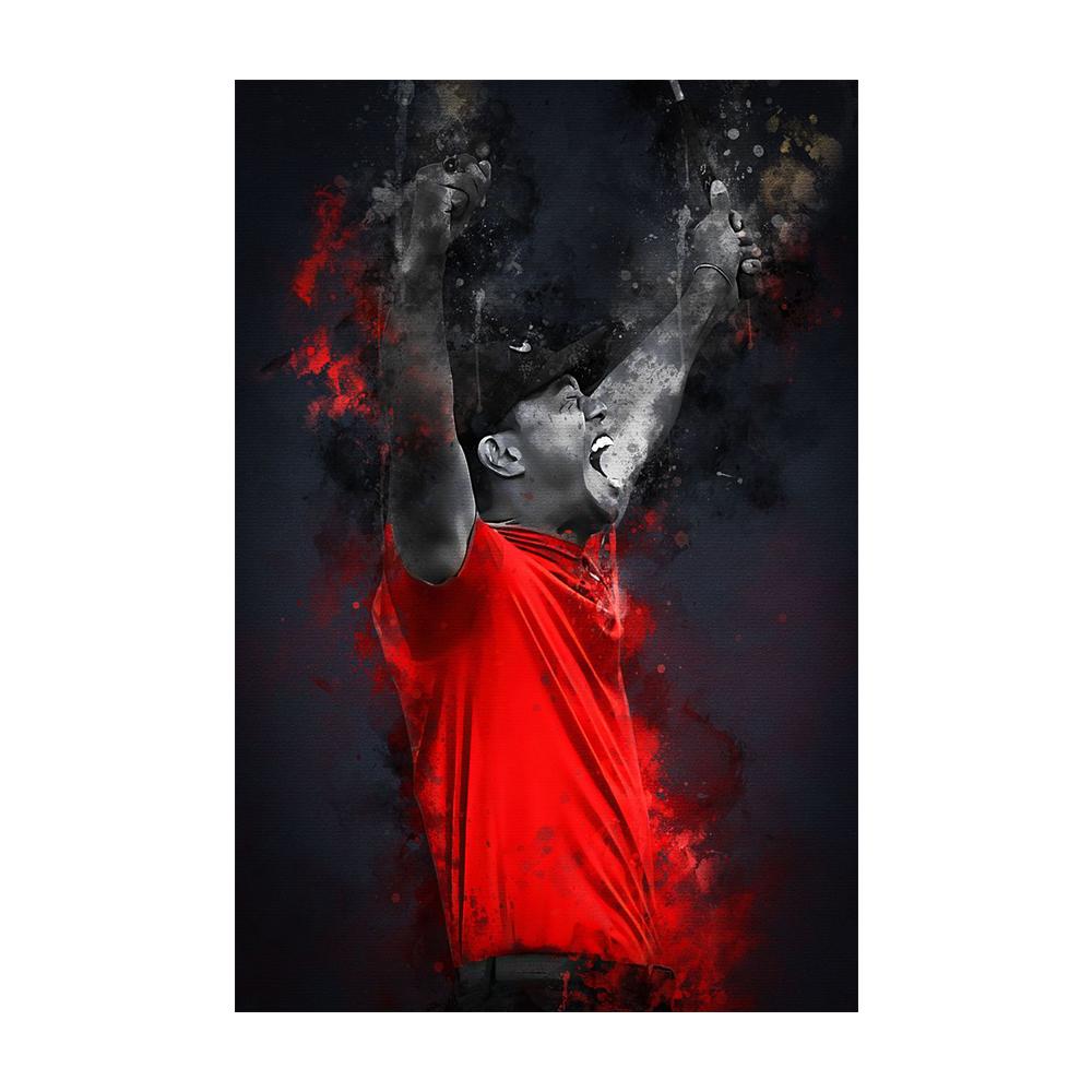 Tiger Woods Черно-красный портрет фотопечать холст постер спорт настенное искусство гольф спортсмен картина для спортзала гостиная дом Cuadros