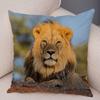 Africa Lion Pillow Case Decor Wild Animal Pattern Print Pillowcase Super Soft Plush Cushion Cover for Car Sofa Home 45x45cm