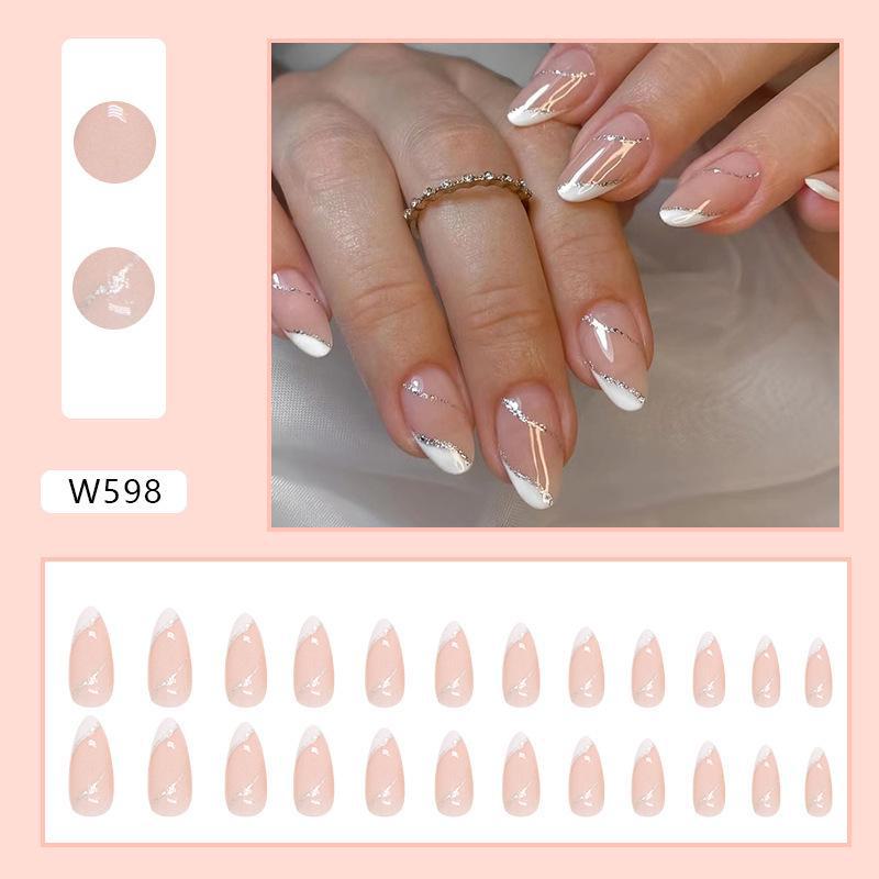 Pure Desire Pink French White Edge носимые накладные ногти