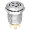 Yellow LED Light Waterproof Flat Head Self Reset Metal Push Button with Power Symbol 12mm(3V)