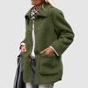 Women's Winter Coats Long Sleeve Lapel Button Down Pockets Fleece Jacket Casual Trendy Outerwear