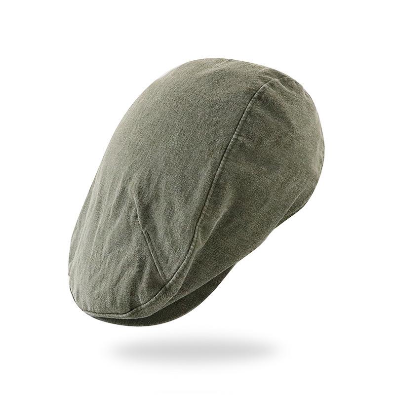 Solid-colour British-style creased beret: unisex retro, artsy, washed and distressed baseball cap
