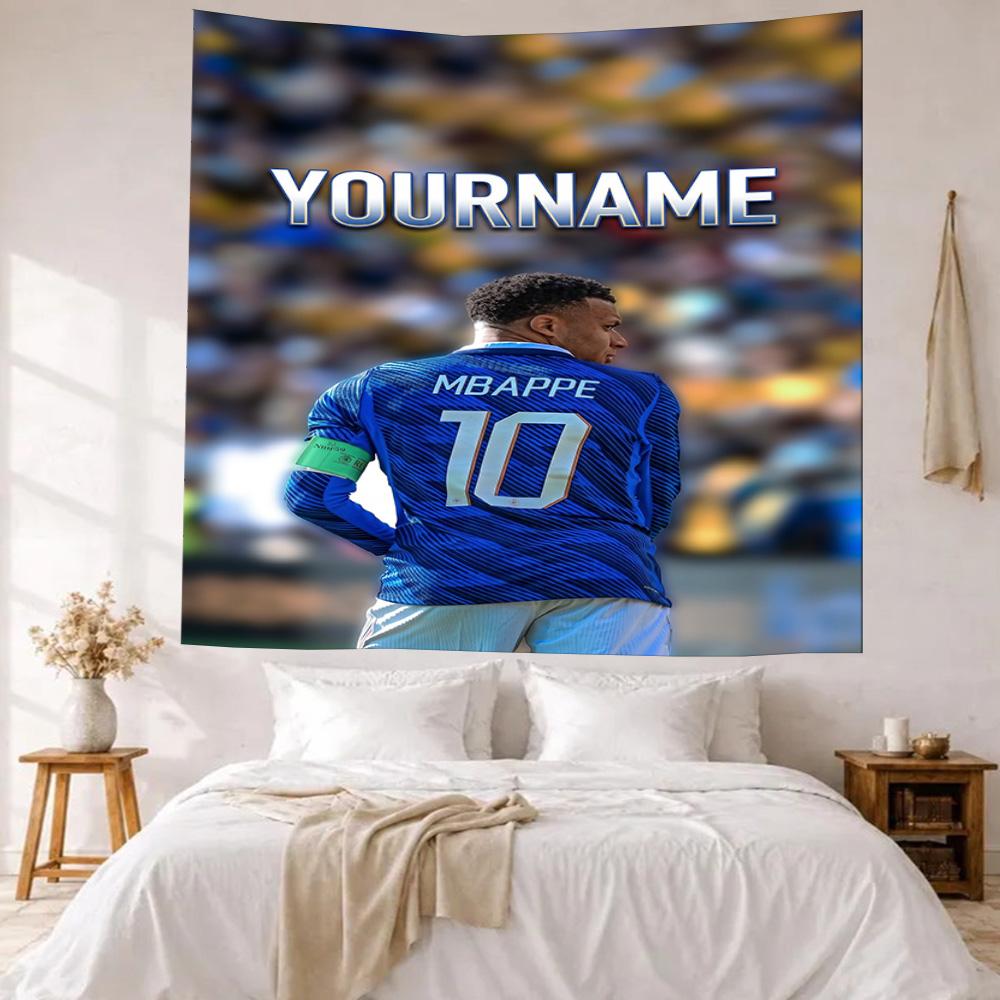 Mbappe Custom Your Name Wall Decor Tapestry Art For Pet Memorial Birthdaywedding Party Backdrop Family Gift