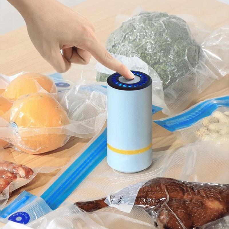 1 Set Automatic Electric Food Vacuum Sealer Usb Charging Mini Handheld Vacuum Pump For Fruit Meat Snack Storage With Vacuum Bags