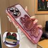 Роскошный чехол-подставка для телефона с зеркалом в виде кролика и градиентным блеском для iPhone 16 14 13 12 11 15 Pro Max 16 Plus с защитными пленками для объектива