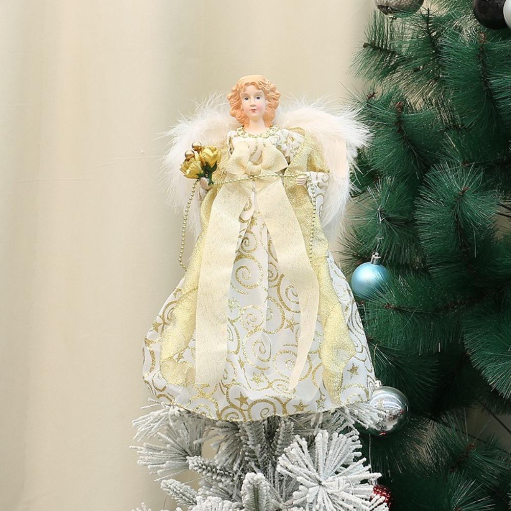 Новый 2024 Ангел Верхушка на Рождественскую Елку Крылья Navidad Сказочный Ангел Украшения DIY ПВХ Рождественские Украшения Двор Кафе Дом