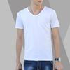 Summer Men T-shirt Round Neck V Neck Short Sleeve Solid Color Soft Breathable Thin Pullover Slim Fit Simple Style Casual Men Top