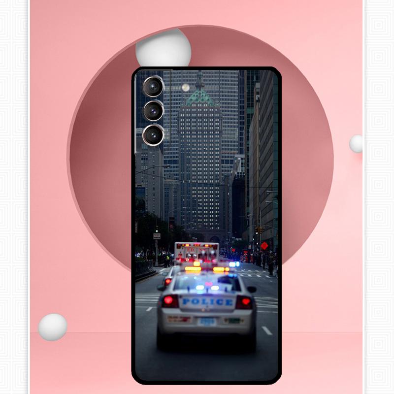 Police Car Cover For Samsung Galaxy S23 S24 Ultra S8 S9 S10 S22 Plus Note 10 20 Ultra S20 S21 FE Case