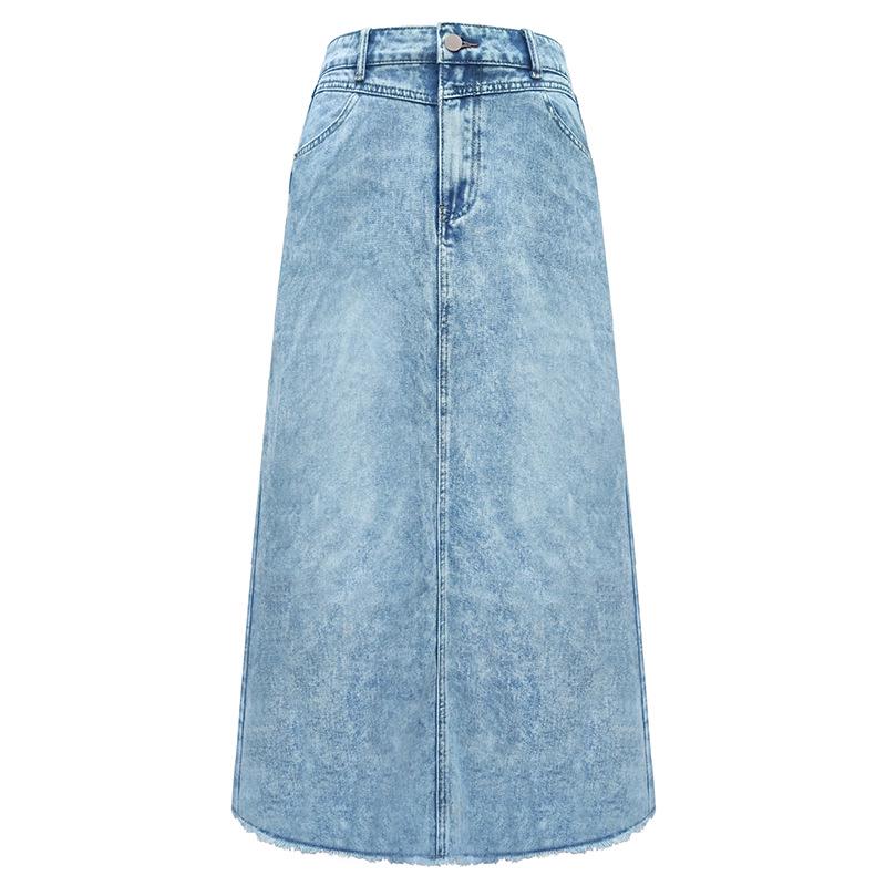 Джинсовая юбка-миди А-силуэта с высокой талией, минималистичная, 2025