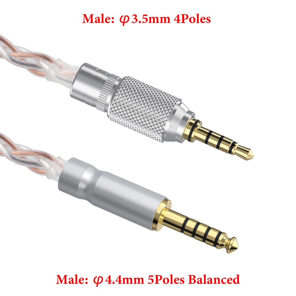 Geekria Apollo Silver Plated Upgrade To Audio Cable Compatible with Sony Replacement Cord with Threaded Knob Locking Device Feet 4.4mm 3.5mm MDR-M1