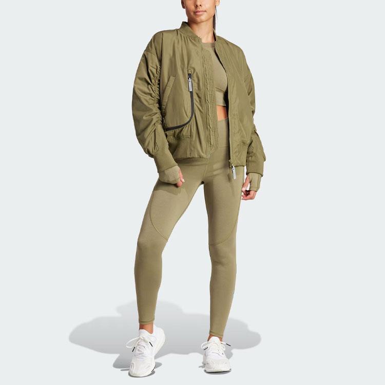 adidas X Stella McCartney Collaboration Sportswear Woven Bomber Jacket Women Jacket Dark-Olive-Green IT5746
