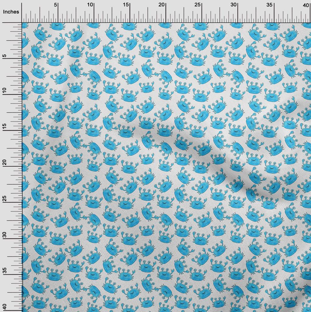 oneOone Cotton Flex Light Blue Fabric Kids Crab Sewing Fabric By The Yard Printed Diy Clothing Sewing Supplies 40 Inch