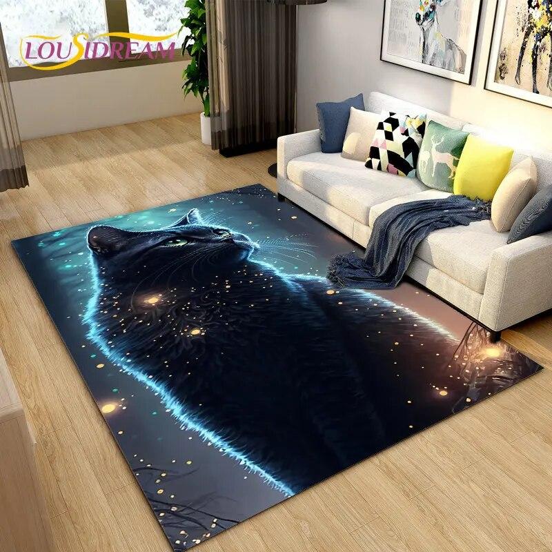 3D мультяшный ковер с милым котом, ковер для дома, гостиной, детской спальни, дивана, коврик для двери, декор, кухонный нескользящий коврик
